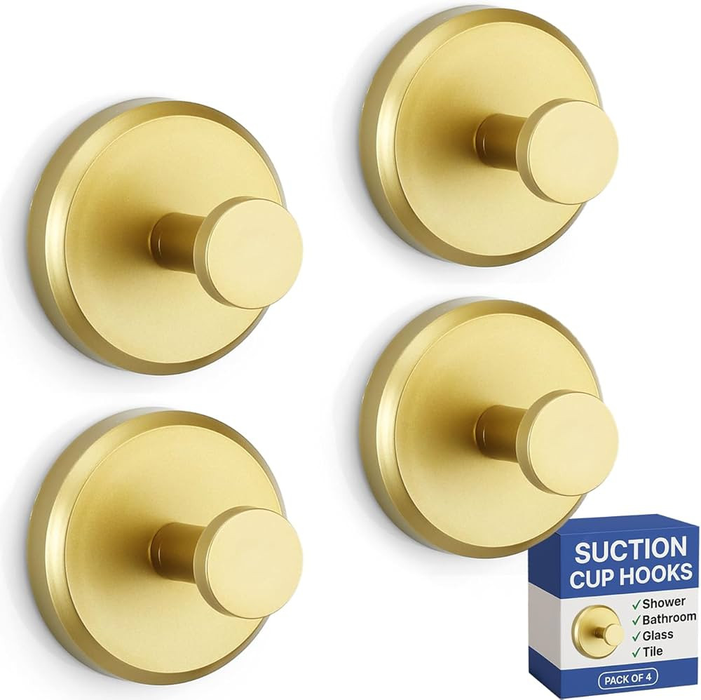 HOME SO Suction Cup Hooks for Shower, Bathroom, Kitchen, Glass Door, Mirror, Tile – Loofah, Tow... | Amazon (US)