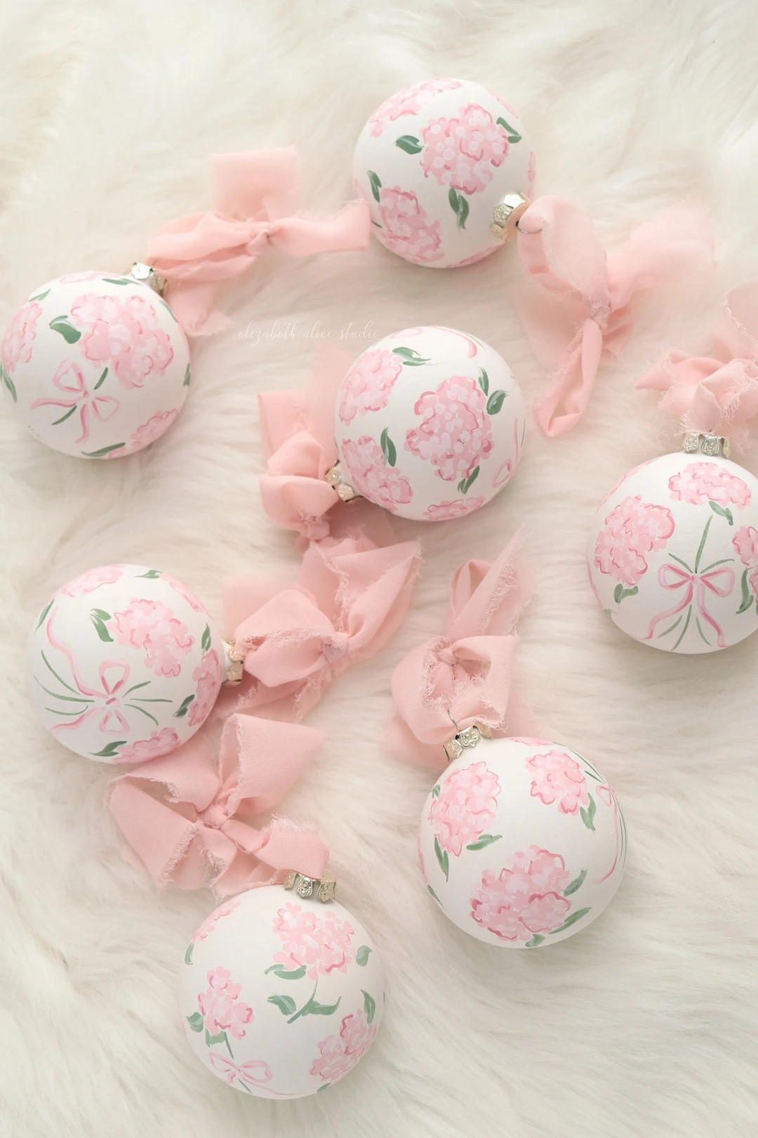 Hand-painted Ornament Pink Hydrangea - Etsy | Etsy (US)