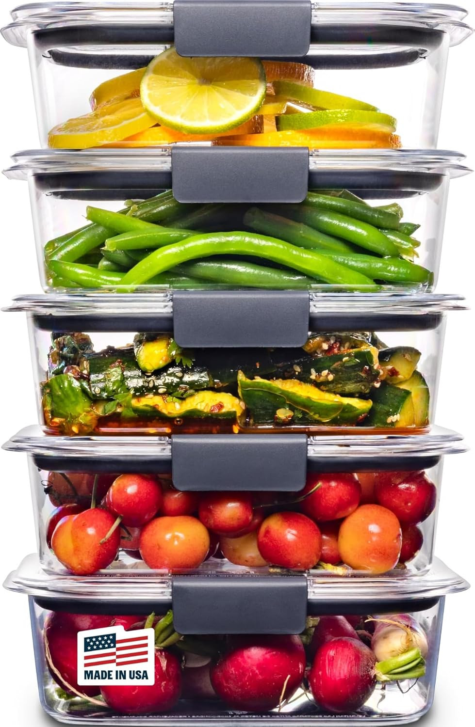 Rubbermaid Brilliance Food Storage Containers BPA Free Airtight Lids Ideal for Lunch Meal Prep & Leftovers Set of 5 (3.2 Cup) | Amazon (US)