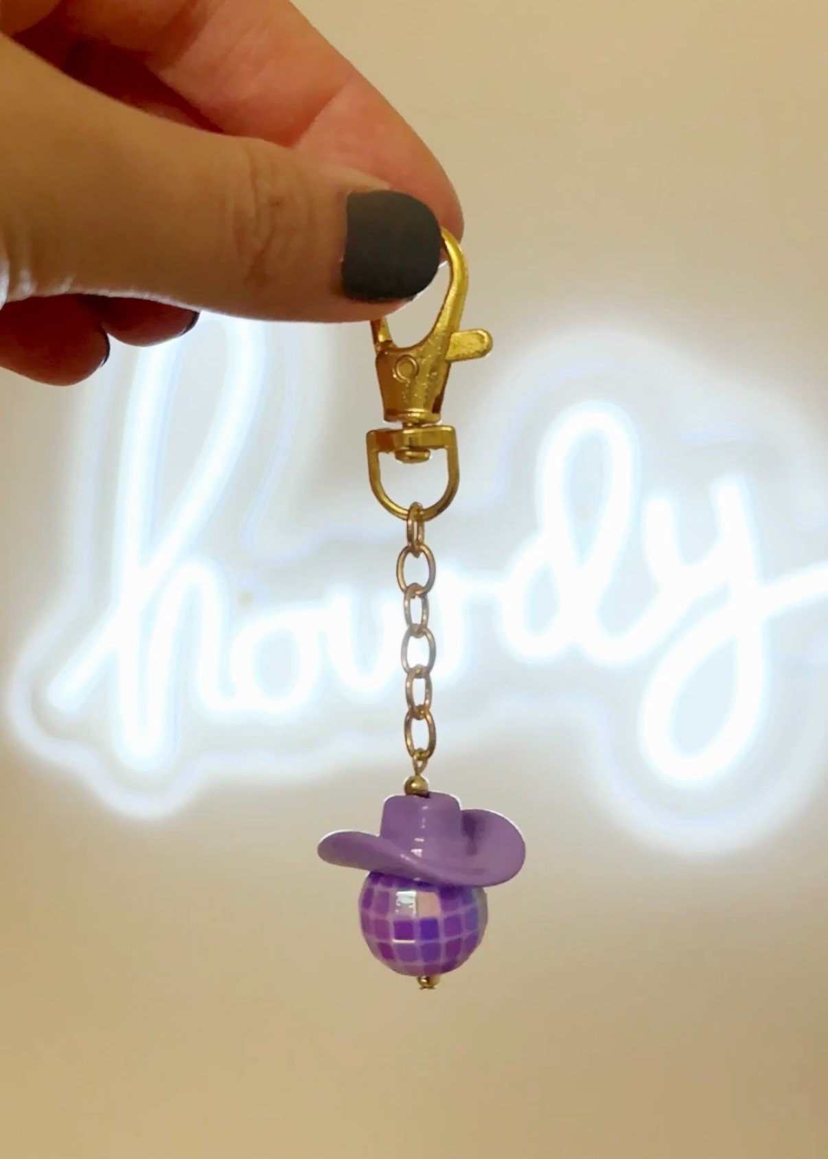 DIY purple disco cowgirl keychain💜🤠 