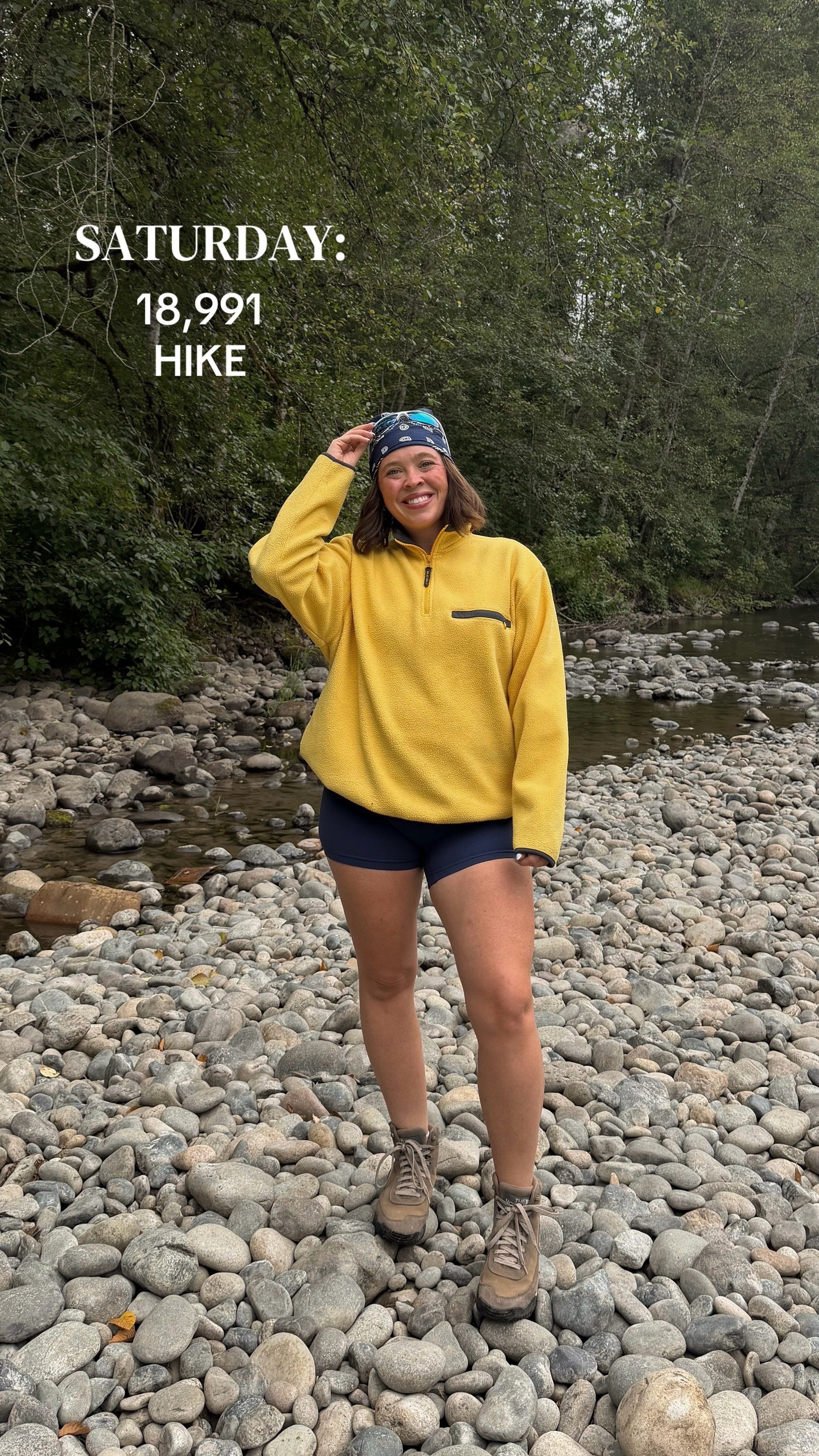 Hiking Outfit of the Day Size 💛🥾 | 8/10 | M/L | 5'4" | Fleece sweater is thrifited but I linked a similar one!  

 #LTKootd #LTKfitnessgoals #LTKActive
