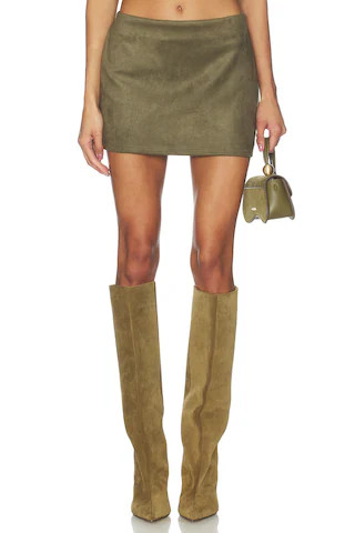 superdown Patsie Faux Suede Mini Skirt in Olive Green from Revolve.com | Revolve Clothing (Global)