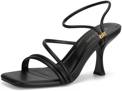 Women's Strappy Kitten Heels Square Open Toe Sandals Party Wedding Ankle Strap Shoes | Amazon (US)