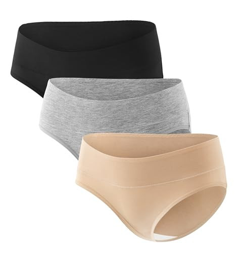 Angelhood 3 Pack Womens Maternity Panties Foldable Maternity Underwear Under Bump Pregnancy Postpartum Brief， L | Amazon (US)