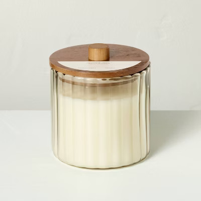 2 Wick Glass with Wooden Lid Salt Jar Candle Cream 12oz - Hearth & Hand™ with Magnolia | Target