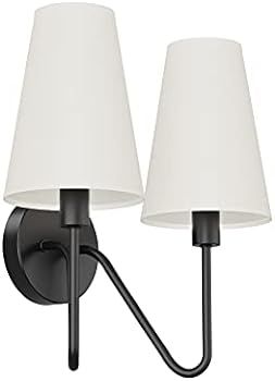 Electro bp;Double Head Classic 2 Lights Wall Sconces Lighting Fixture Black with Beige White Line... | Amazon (US)