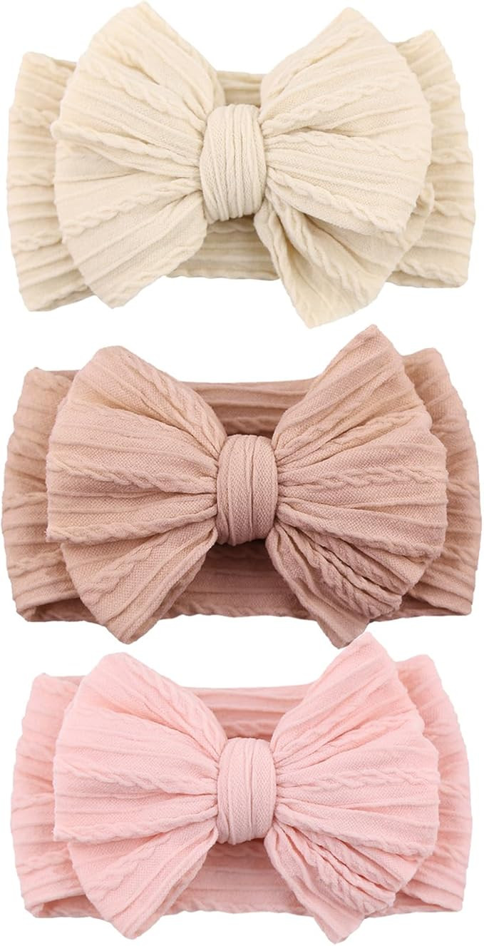 BQUBO Handmade Baby Headbands Soft & Stretchy Hair Bands with Bows Nylon Bows Hairbands for Girls... | Amazon (CA)
