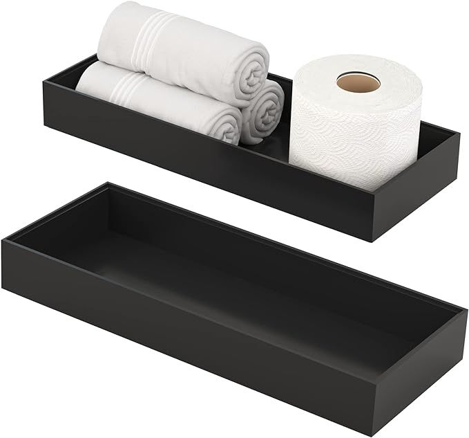 Toilet Tank Tray for Modern Black Bathroom Decor Set of 2 Toilet Tank Topper Paper Storage Decora... | Amazon (US)