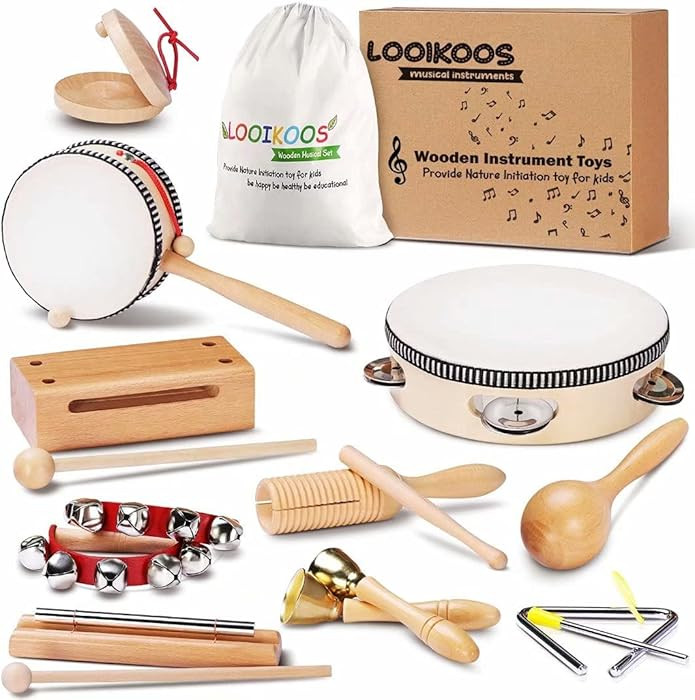 LOOIKOOS Toddler Musical Instruments Montessori Natural Wooden Percussion Instruments for Kids Pr... | Amazon (US)
