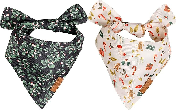 Remy+Roo Dog Bandanas - 2 Pack | Holly Set | Premium Durable Fabric | Unique Shape | Adjustable F... | Amazon (US)