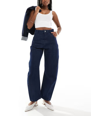 ASOS DESIGN barrel leg jean in striped denim | ASOS (Global)