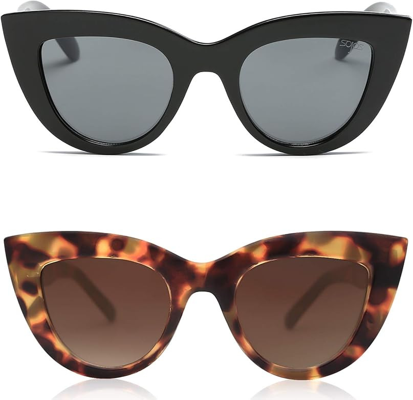 Amazon.com: SOJOS Retro Vintage Cateye Sunglasses for Women Plastic Frame Mirrored Lens SJ2939 wi... | Amazon (US)