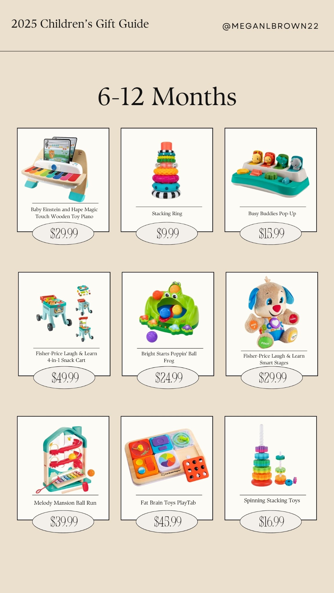 2025 Christmas gift guide for 6-12 month olds, a compiled list of viral gift ideas for 6-12 months old for Christmas #giftguide #christmasgifts 