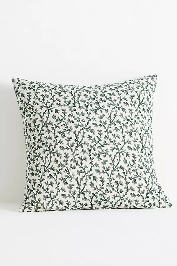 Irena Cotton Linen Blend Printed Floral Pillow | Anthropologie (US)