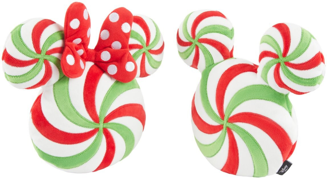 Disney Holiday Mickey & Minnie Mouse Peppermints Round Plush Squeaky Dog Toy, 2 count | Chewy.com
