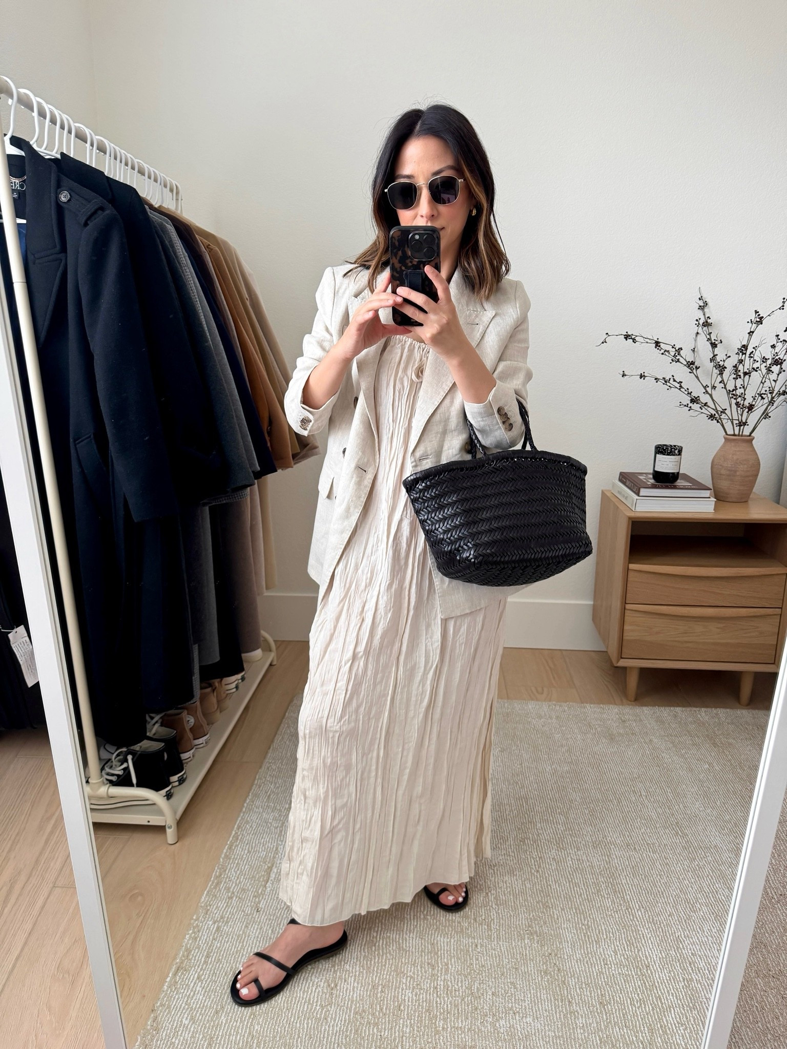 Outfits from my recent European travel capsule. This is for more of spring time, but you can take bits and pieces out if you go in the summer. Crinkle dress is amazing for travel since the wrinkled look is part of it.

Banana Republic linen blazer petite 4 (old, linked similar)
J.Crew crinkle dress 0. Old. Linked similar 
Tkee sandals 5
Dragon Diffusion triple jump small
Le Specs sunglasses

Summer outfit, spring fashion, petite style

#LTKTravel #LTKPetite #LTKSeasonal