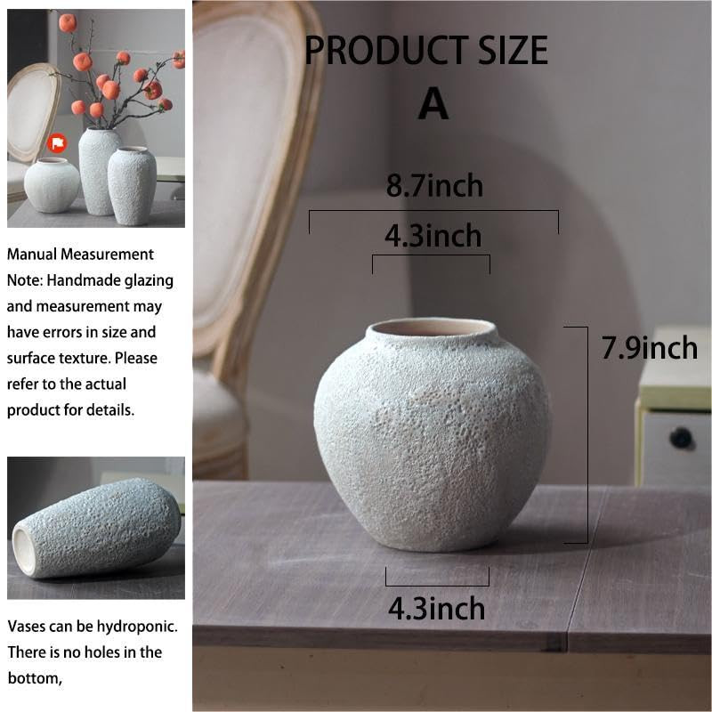 Denique Rustic Ceramic Tall Floor Vase, Vintage Farmhouse Decor - Large Terracotta Vases for Livi... | Amazon (US)