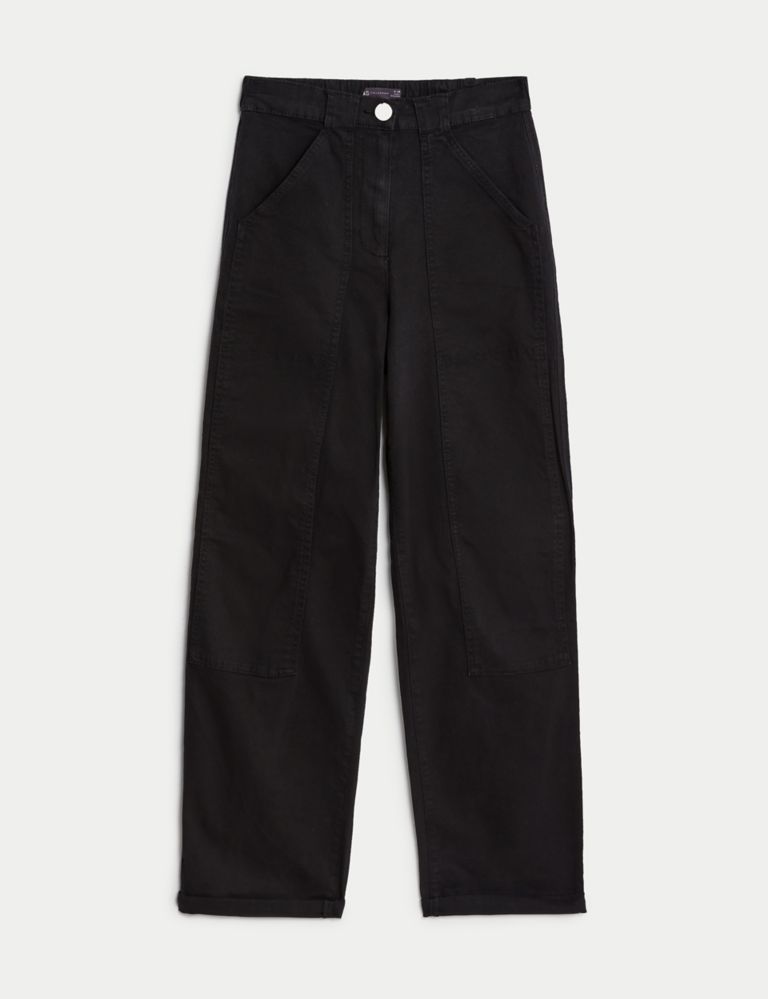 Cotton Rich Relaxed Straight Trousers | Marks & Spencer (UK)