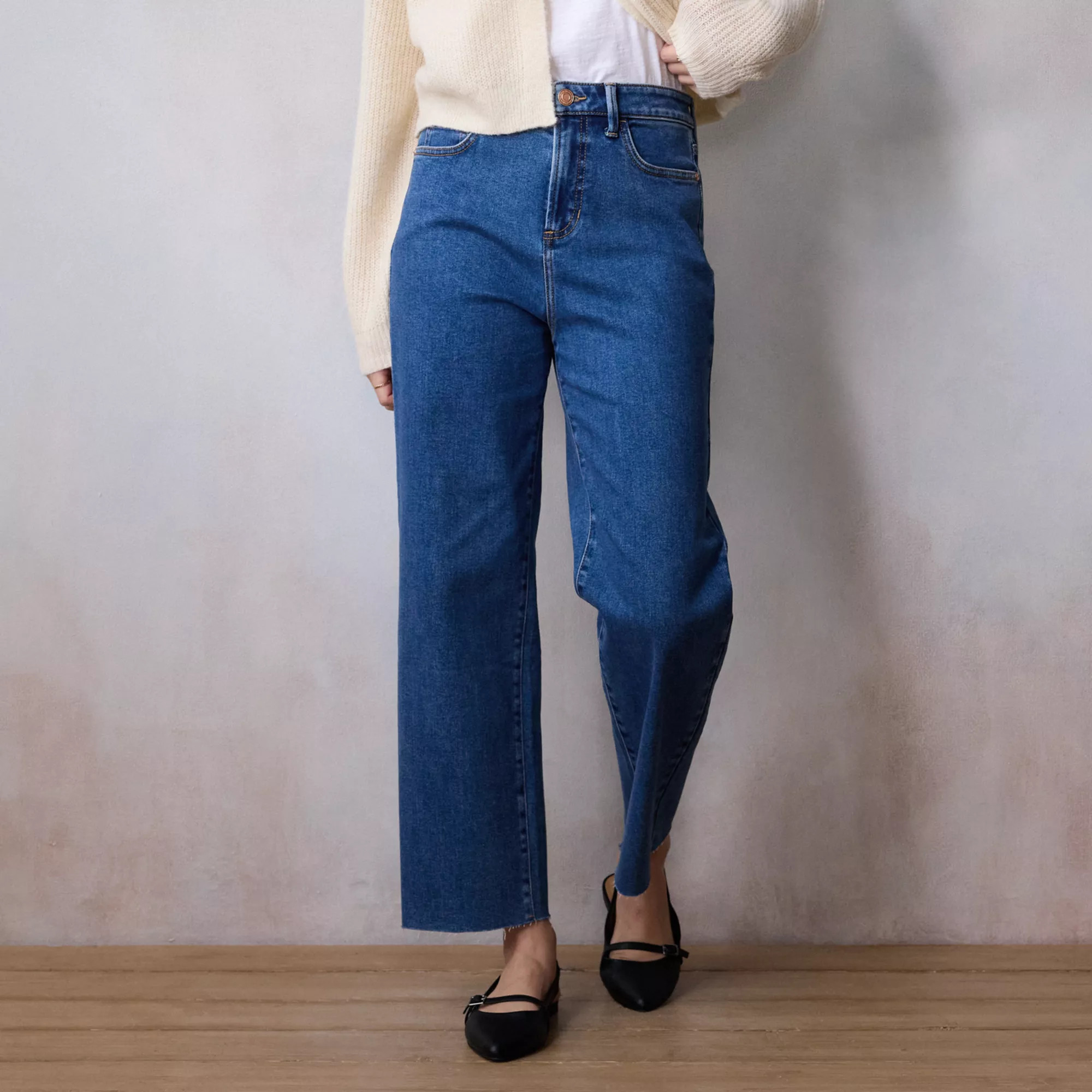 Women's LC Lauren Conrad Ultra High-Rise Straight Ankle Raw Hem Jeans | Kohl's