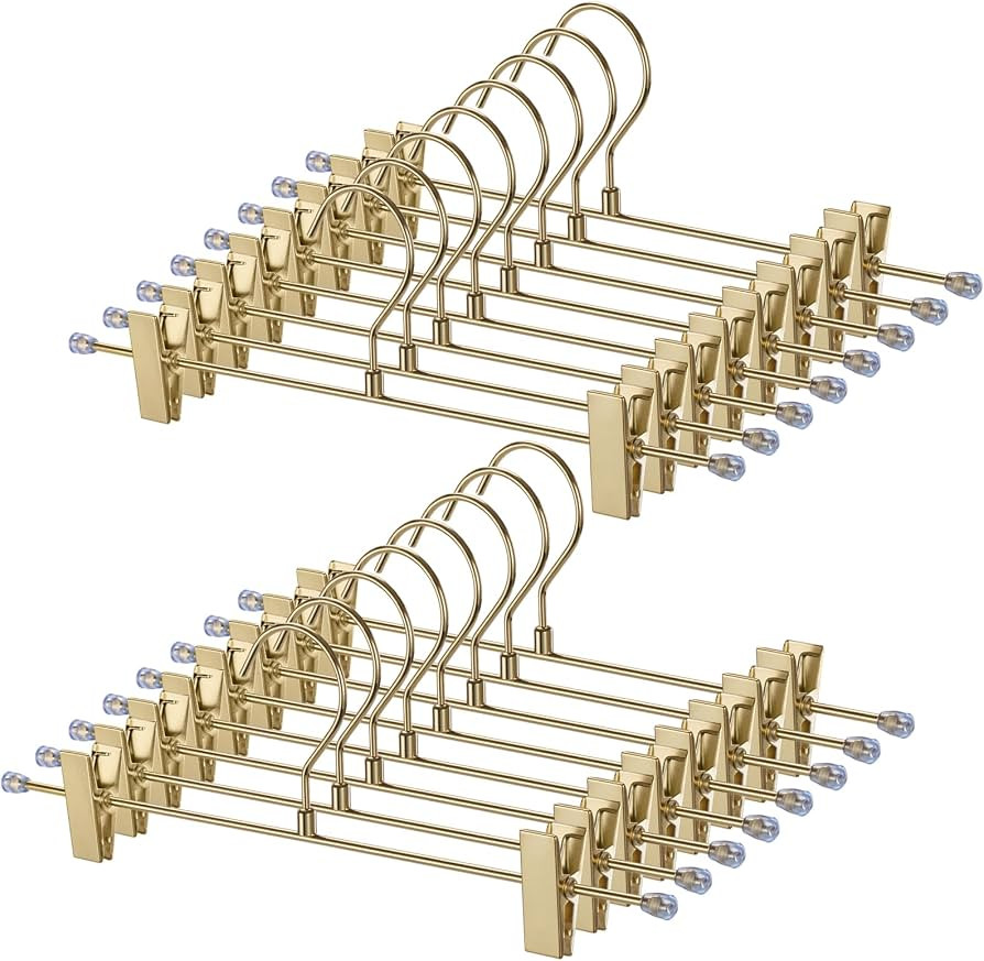 16 Pack Pants Hangers with Clips, 12.2 Inch Slim Metal Clothes Hangers with 360\u00b0 Swivel Hook... | Amazon (US)