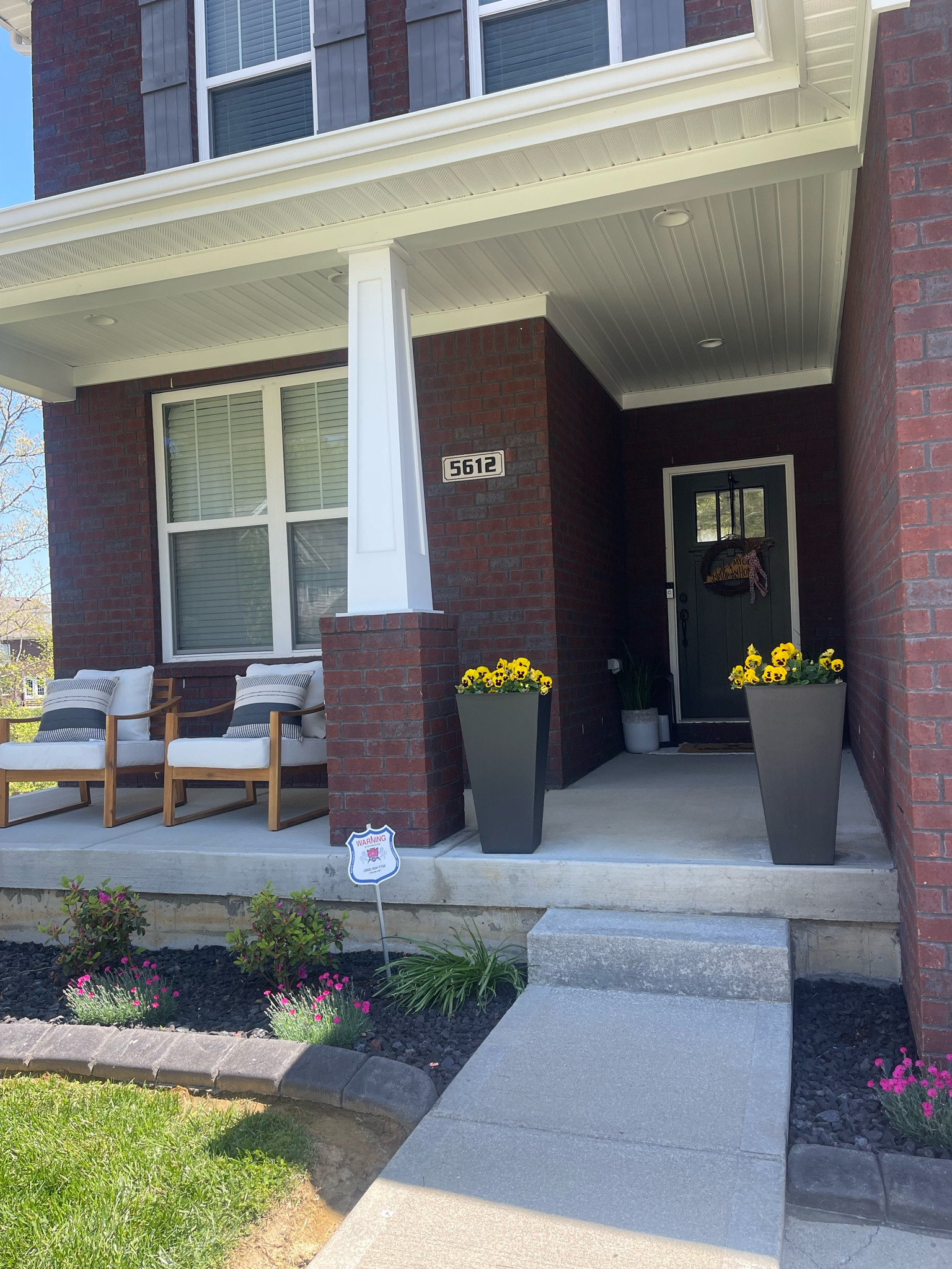Front Porch decor.  Spring decorations.  Planter. Lantern.