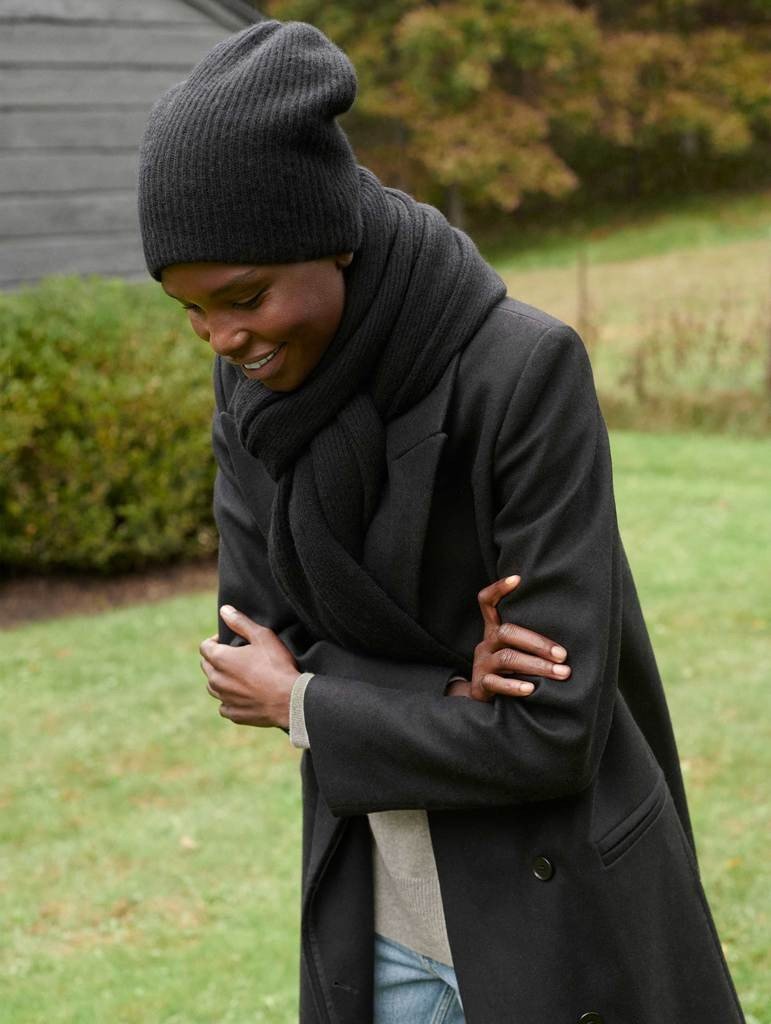 Cashmere Plush Rib Beanie | White and Warren