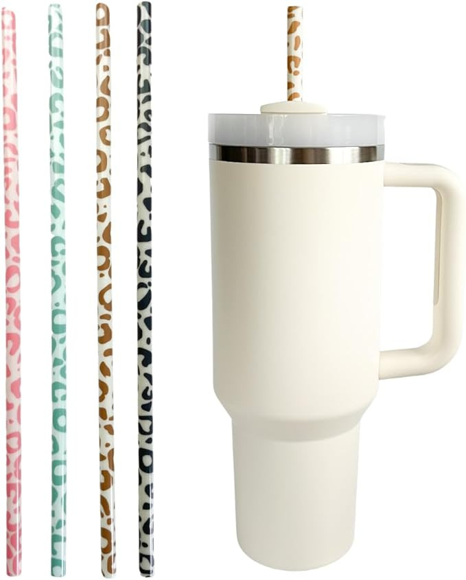Brittyland 40oz Replacement Straws - 4 Pack | 40oz Tumbler Leopard Straws, Cheetah Straws, Iced C... | Amazon (US)