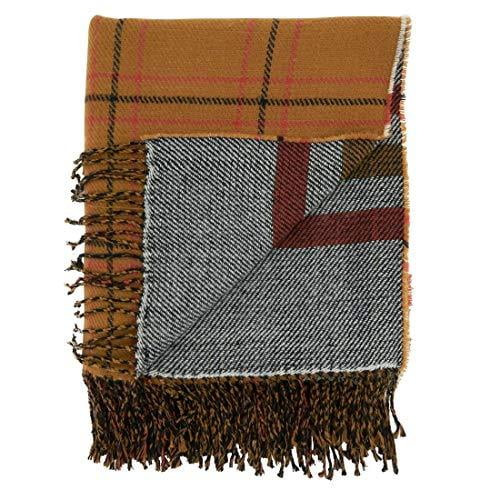 Fennco Styles Reversible Rust Plaid Stripes Fringe Throw Blanket 50" W x 60" L - Walmart.com | Walmart (US)