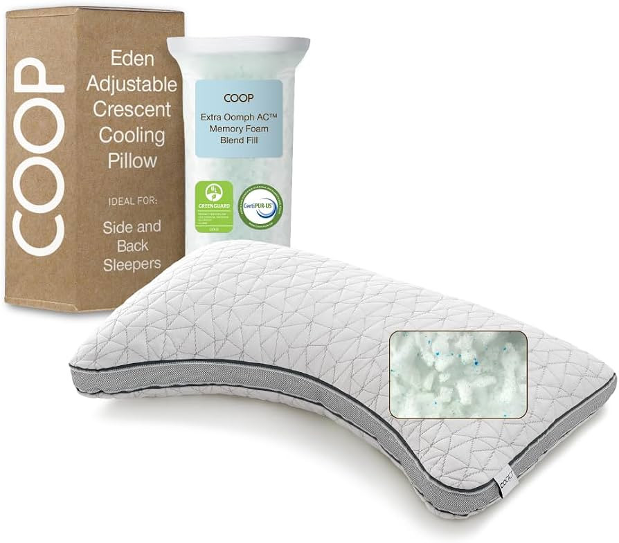 Coop Home Goods Eden Crescent Bed Pillow for Side & Back Sleepers, Queen Size, Adjustable Medium ... | Amazon (US)