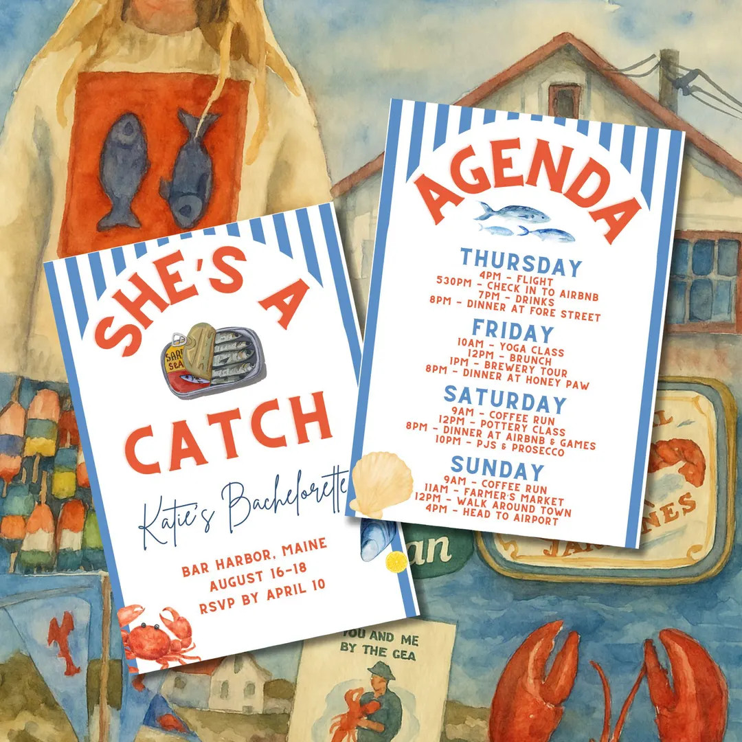 She's a Catch Bachelorette Party Invitation Template | Fisherman Theme | Coastal Bachelorette | N... | Etsy (US)