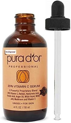 PURA D'OR 20% Vitamin C Serum Premium Professional Grade (4oz / 118mL) for Face & Eyes Most Compl... | Amazon (US)