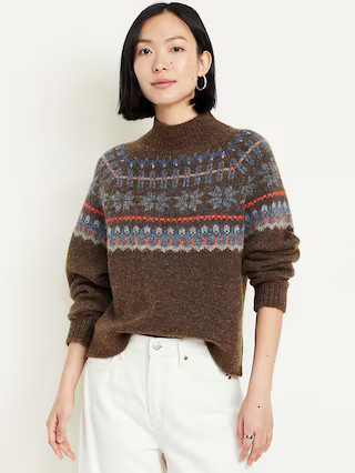 Holiday Print Mock-Neck Sweater | Old Navy (US)