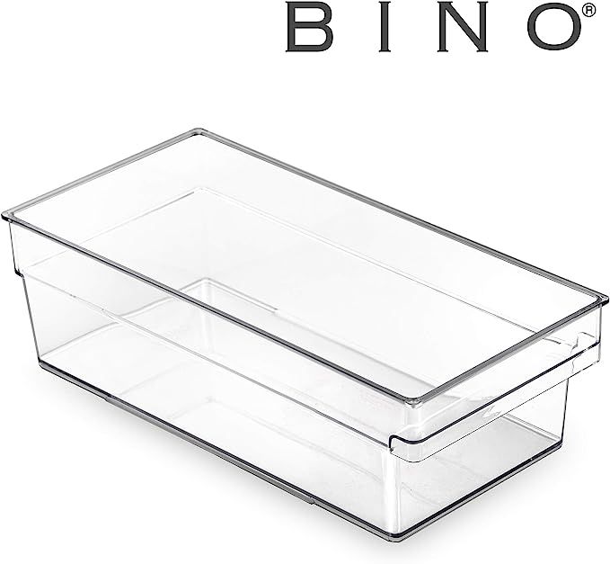 BINO Clear Plastic Storage Bin with Built-In Pull Out Handle - (Shallow, Medium) - Storage Bins f... | Amazon (US)