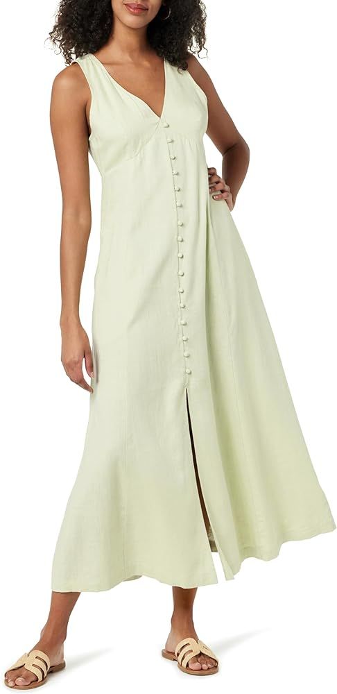 The Drop Women's Blanca Linen Button-Front V-Neck Maxi Dress | Amazon (US)