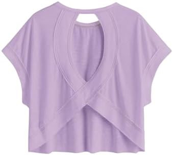 SOLY HUX Women Open Back Tops Workout Backless Tee Casual Athletic Shirts Short Sleeve Oversized ... | Amazon (US)