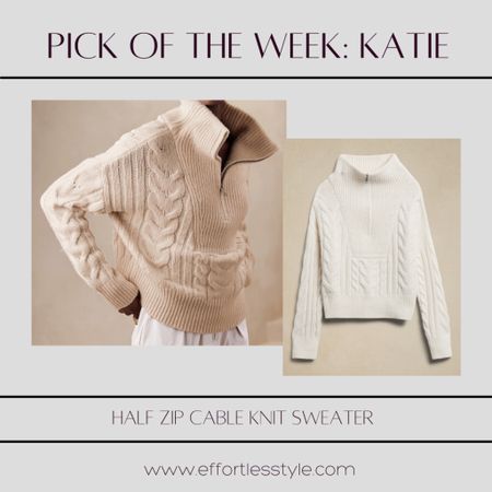 You guys know we love a good neutral sweater for fall and winter.  We came across this half zip cable knit sweater at Banana Republic the other day while shopping for a client and cannot stop thinking about it!

#LTKworkwear #LTKstyletip #LTKSeasonal