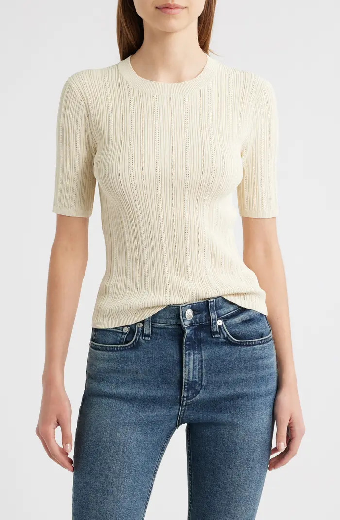 rag & bone Camryn Short Sleeve Rib Sweater | Nordstrom | Nordstrom