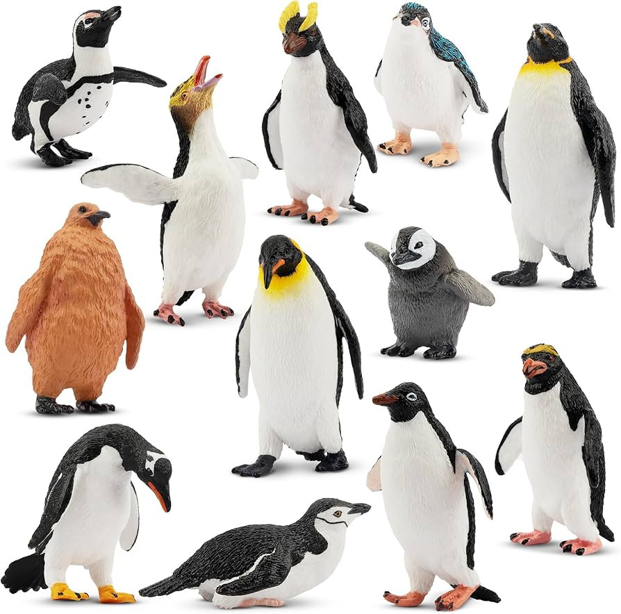 Toymany 12PCS Realistic Penguin Figurines, Plastic Polar Antarctic Animal Figures Set with Pengui... | Amazon (US)