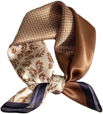 Aufeel 100% Real Mulberry Silk Women Small Square Neck Scarfs 21" Lightweight Headscarf Printed N... | Amazon (US)