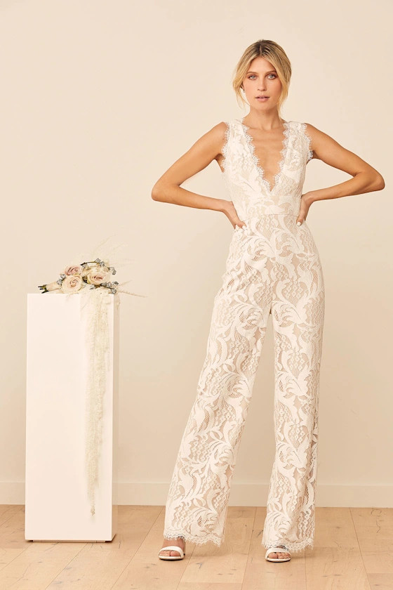 Enamored With You White Lace Wide-Leg Jumpsuit | Lulus (US)