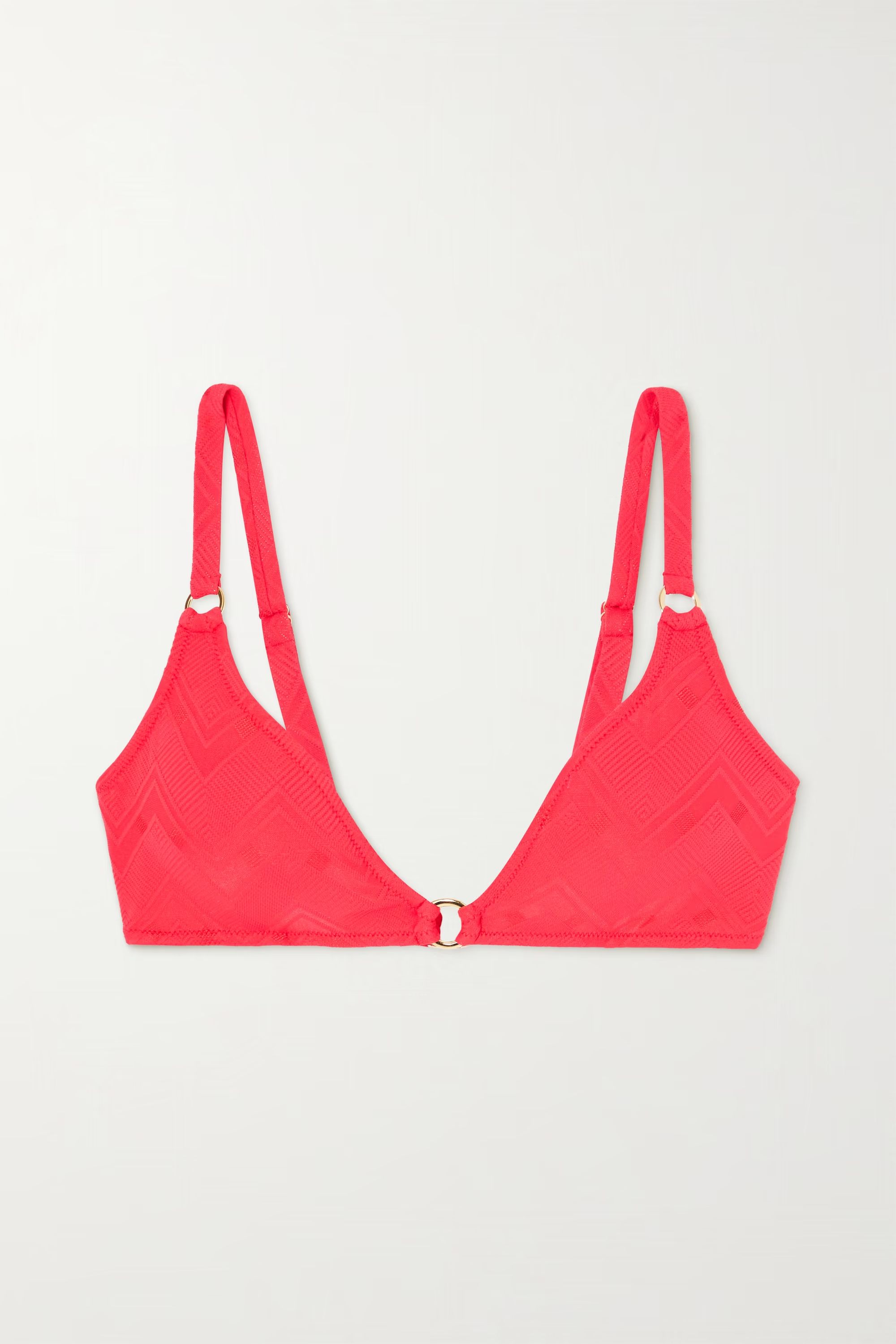 Red Montenegro embellished stretch-jacquard bikini top | MELISSA ODABASH | NET-A-PORTER | NET-A-PORTER (US)