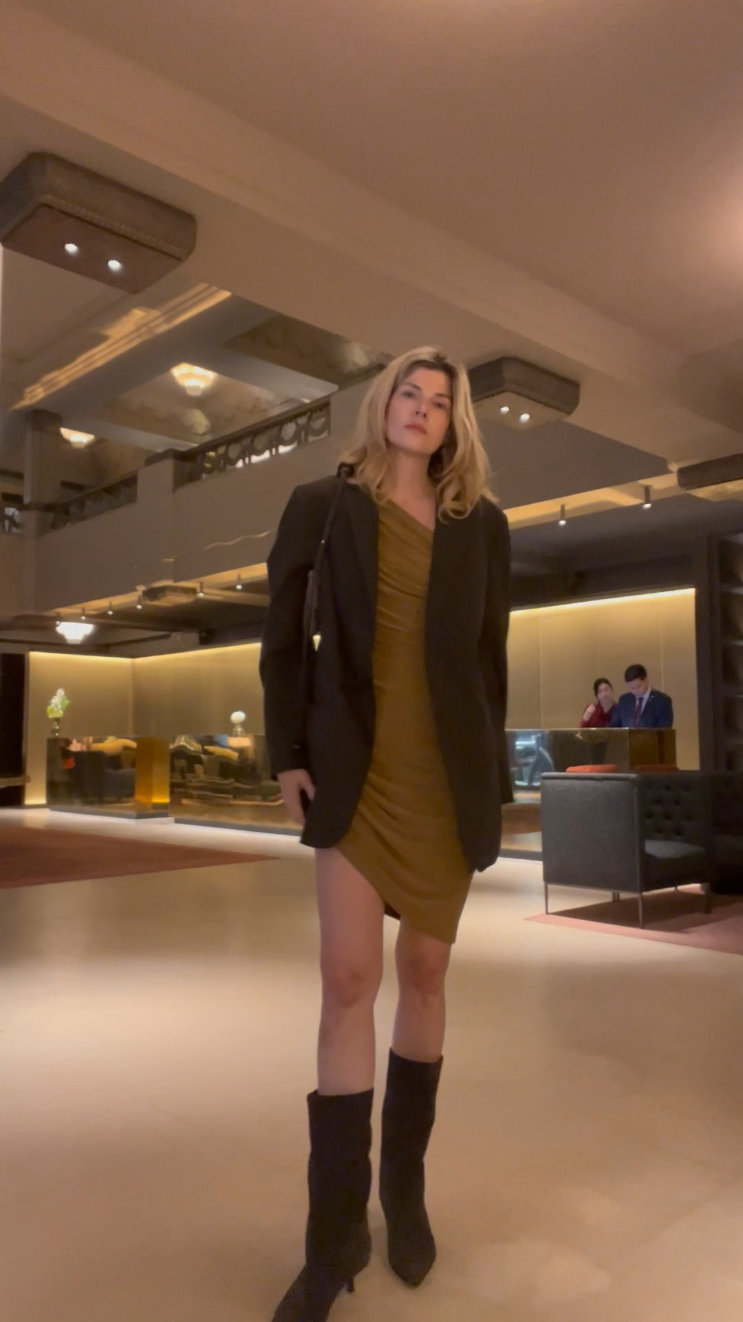 Evening outfit, Norma kamali dress, brown dress, brown boots, brown blazer, Jacquemus bag 

#LTKsummer #LTKeurope #LTKspring