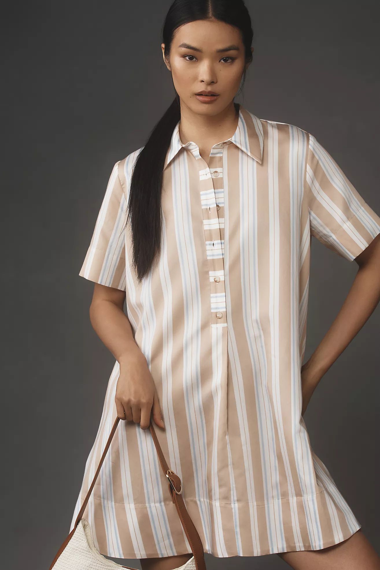 The Pollie Short-Sleeve Swing Tunic Mini Dress | Anthropologie (US)