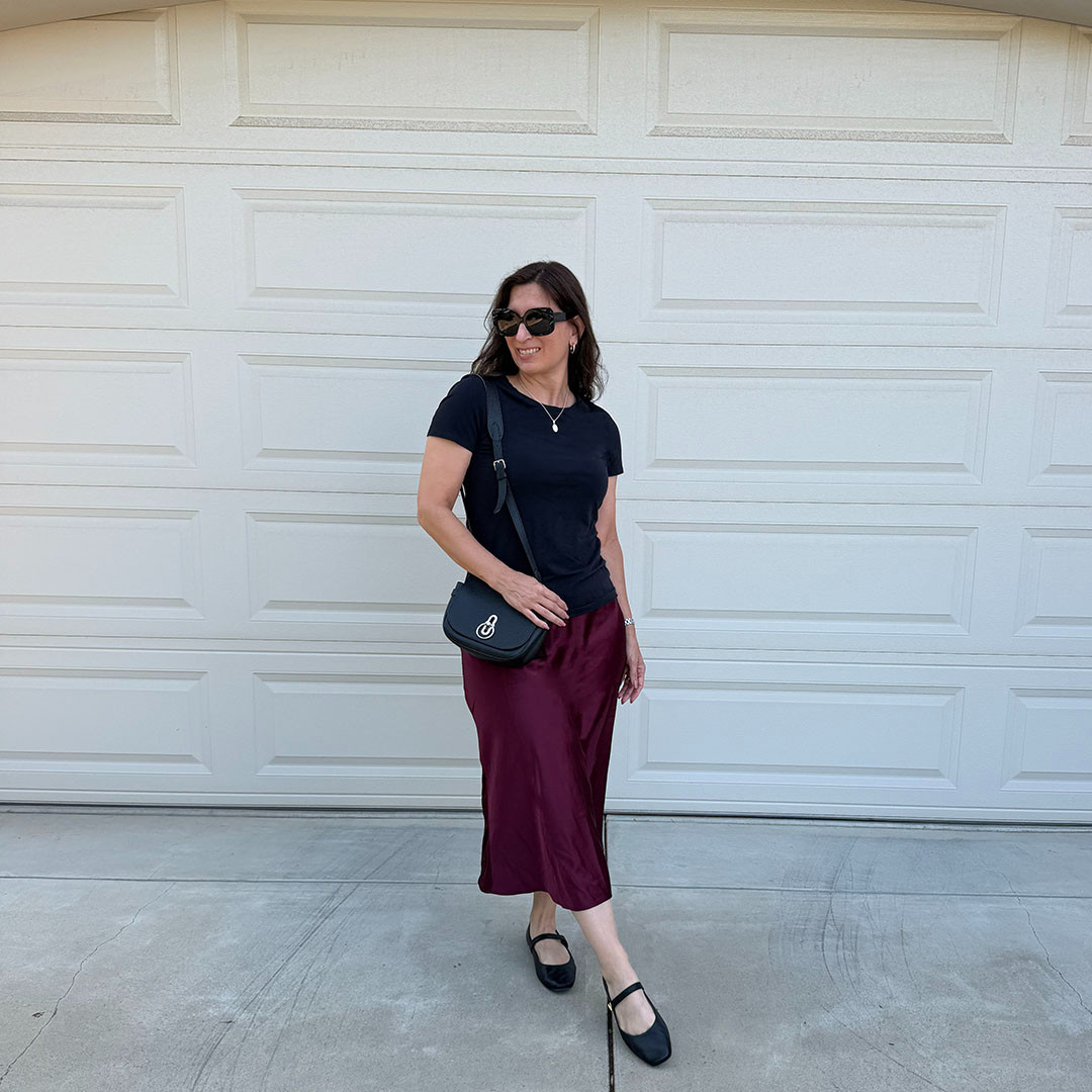 Loving satin skirts for fall outfits. They can be easily dressed up or down. Also easy to wear when the weather is still warm. Love! 

 #LTKootd #LTKOver40