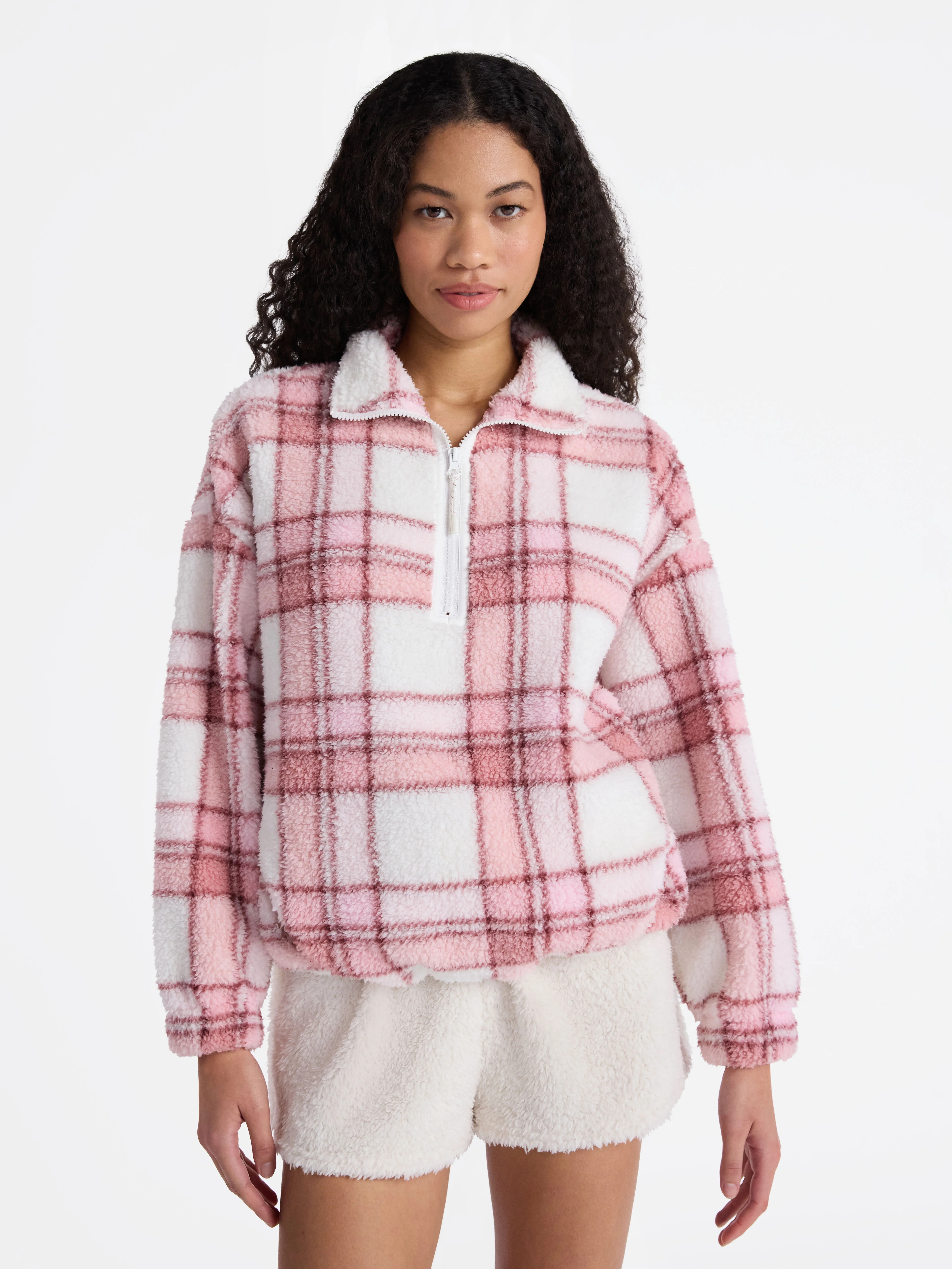 No Boundaries Plush Half-Zip Pullover, Women's | Walmart (US)
