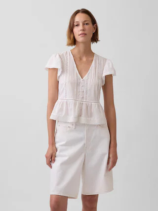 Lace Voile Peplum Crop Top | Gap (US)