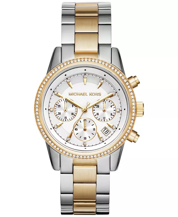 Women's Chronograph Ritz Two-Tone Stainless Steel Bracelet Watch 37mm | Macys (US)