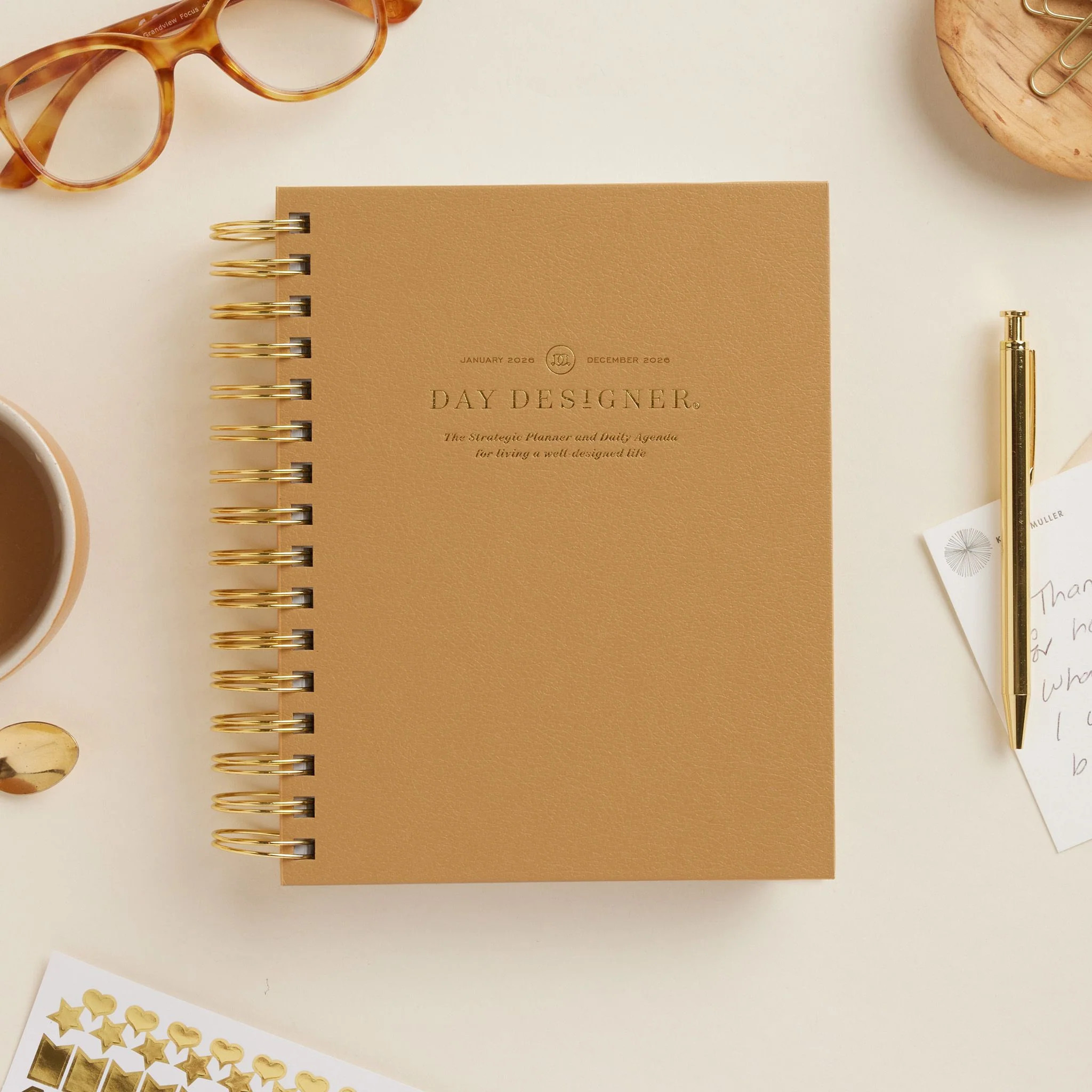 2026 Mini Daily Planner: Caramel Latte Pebble Texture | Day Designer