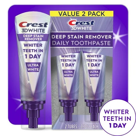 Crest 3DWhite Brilliance Deep Stain Remover Ultra White Toothpaste - 3.1oz/2pk | Walmart (US)