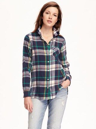 Old Navy Classic Flannel Shirt For Women Size L Tall - Navy/yellow/red plaid | Old Navy US